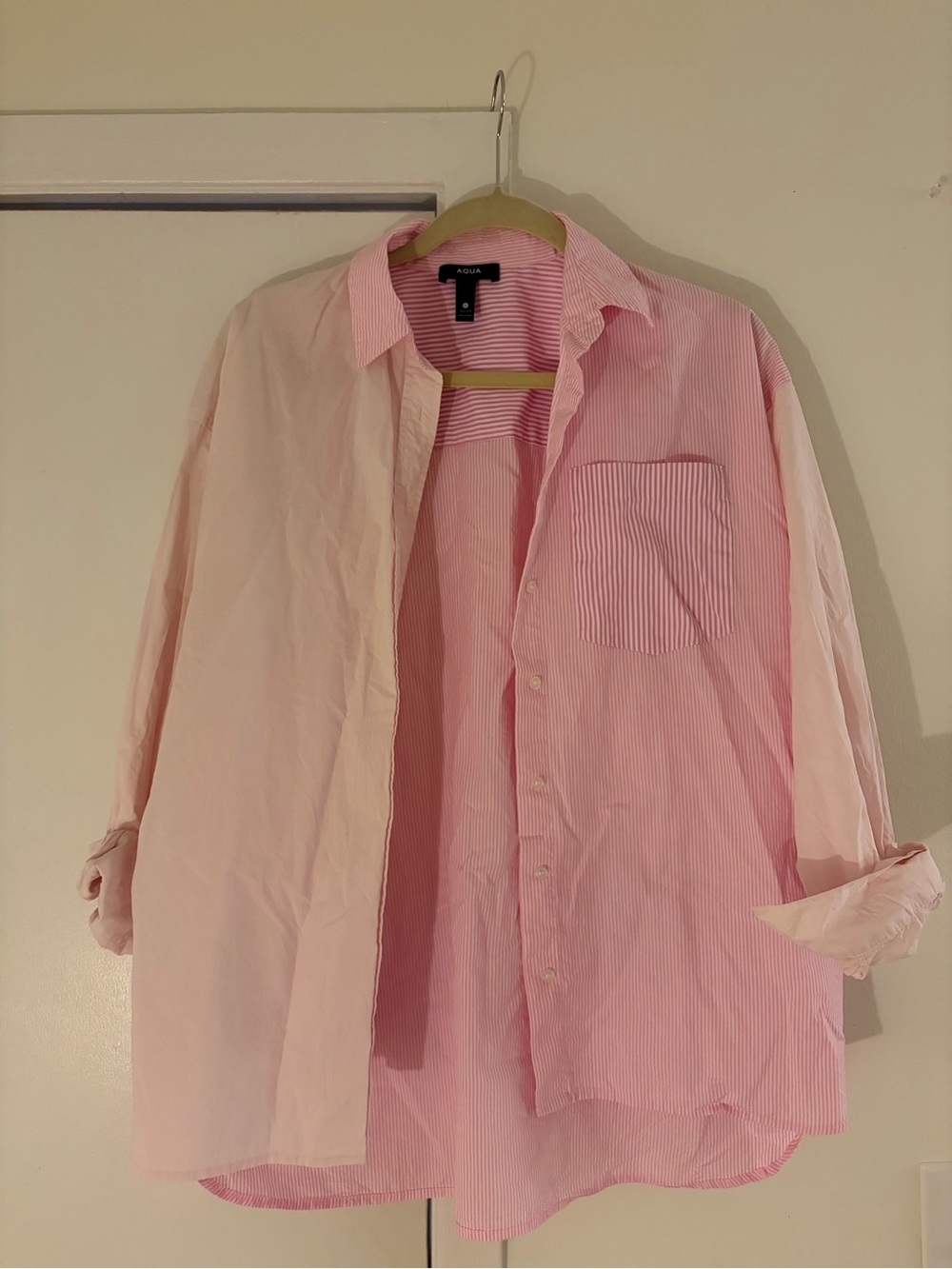 Aqua Women’s Light Pink Striped Button-Up Shirt Jacket